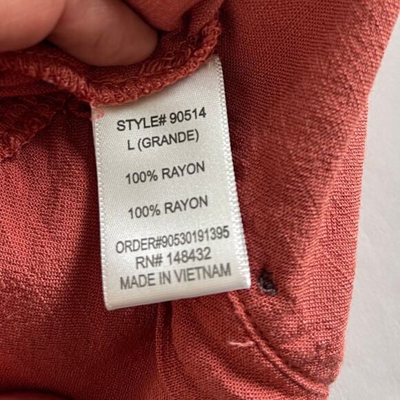 Becool Brown Wide Leg Jumpsuit - V-Neck Tie Waist - Size Large - Picture 6 of 8